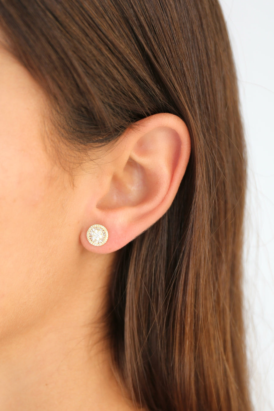 Mini Diamond Baguette Circle Earrings