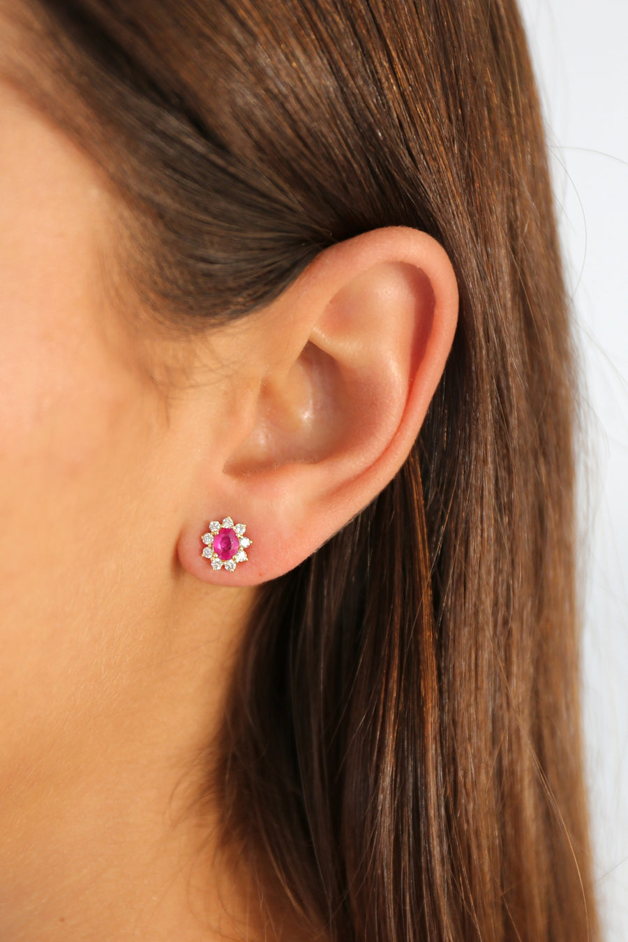 Oval Halo Ruby and Diamond Earrings