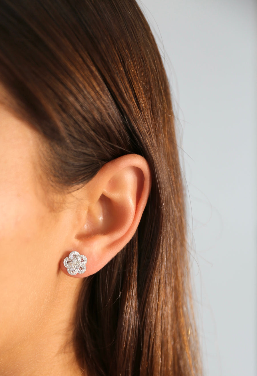 Diamond Flower Studs