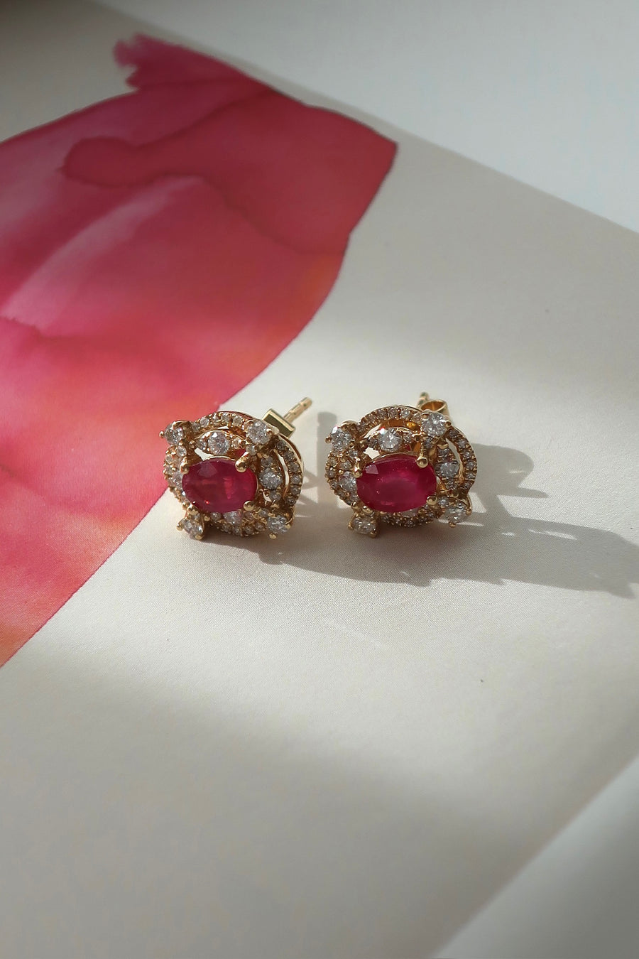 Oval Ruby Double Halo Earrings