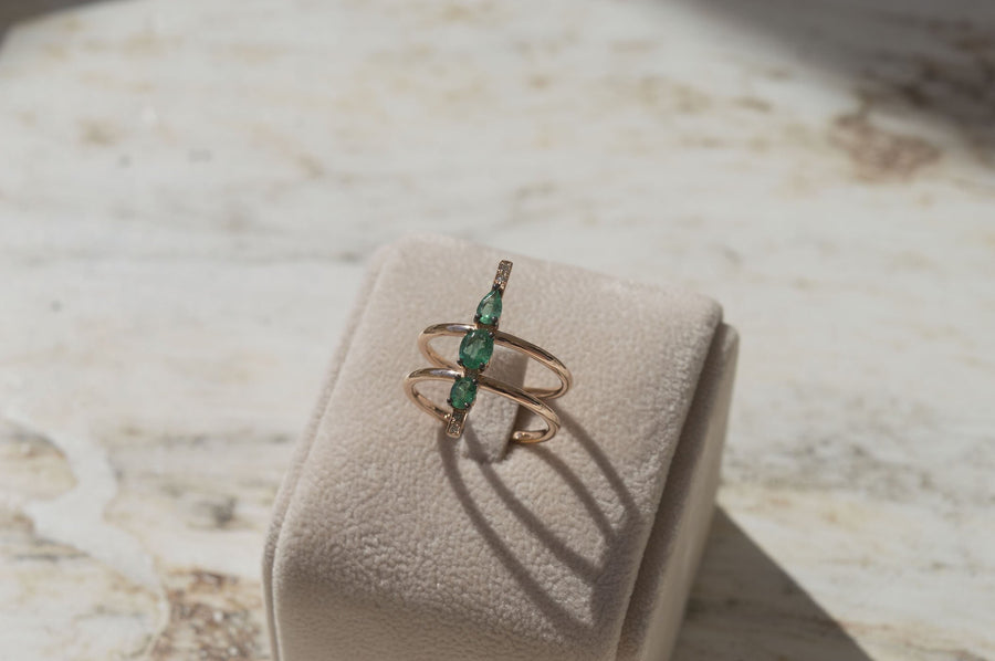 Emerald Bar Ring