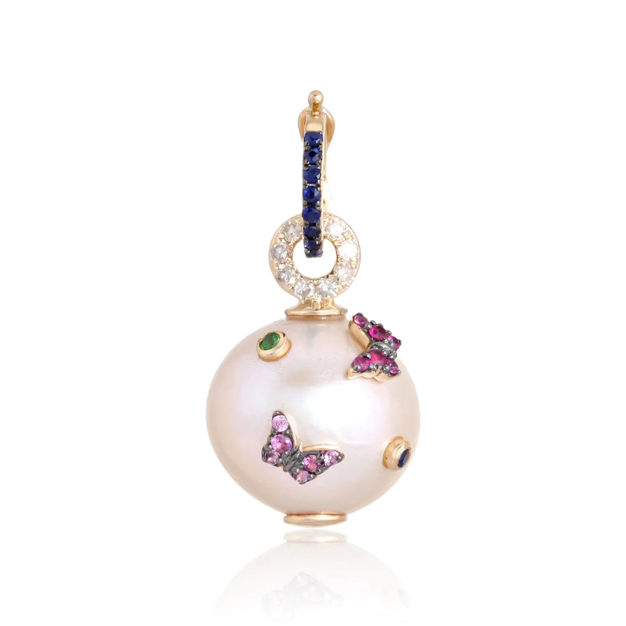 Pearl with Multi Sapphire Charm