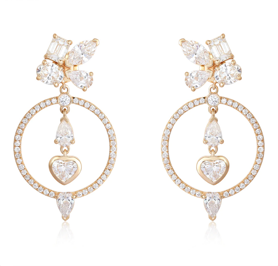 Fancy Diamond Round Earrings