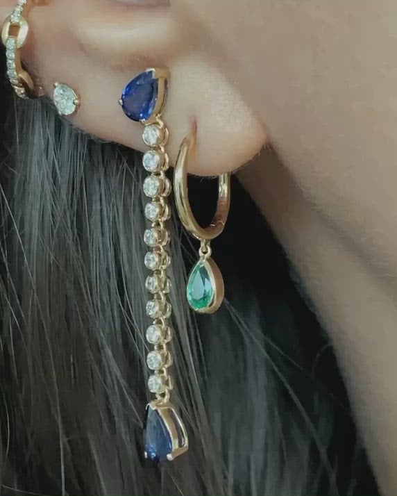 Long Drop Sapphire Earring