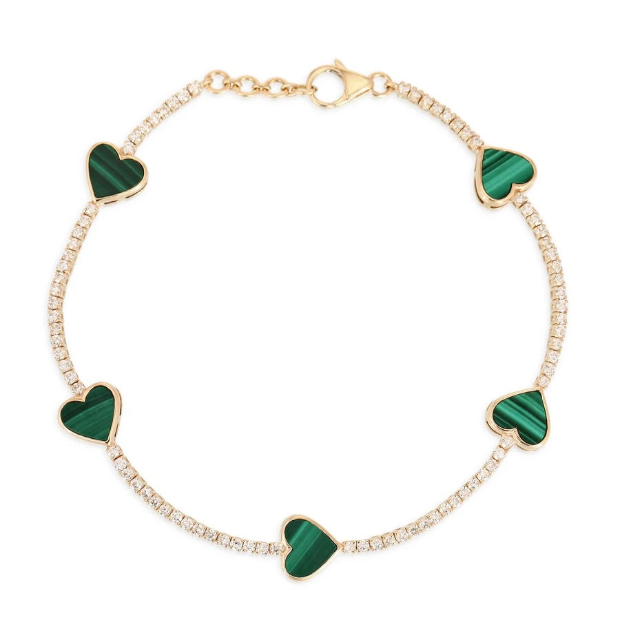 Heart Malachite Tennis Bracelet