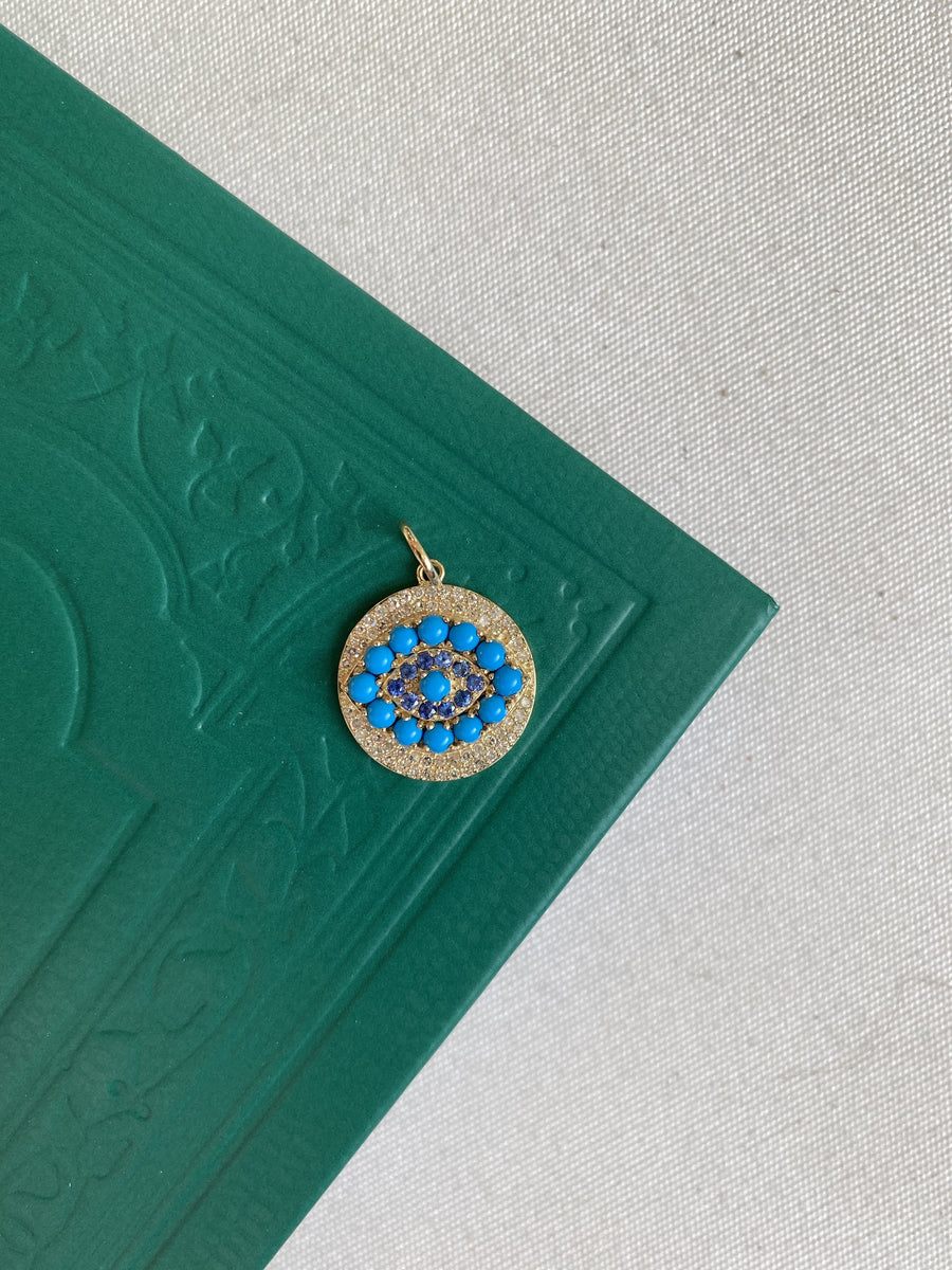 Turquoise Eye Coin Charm